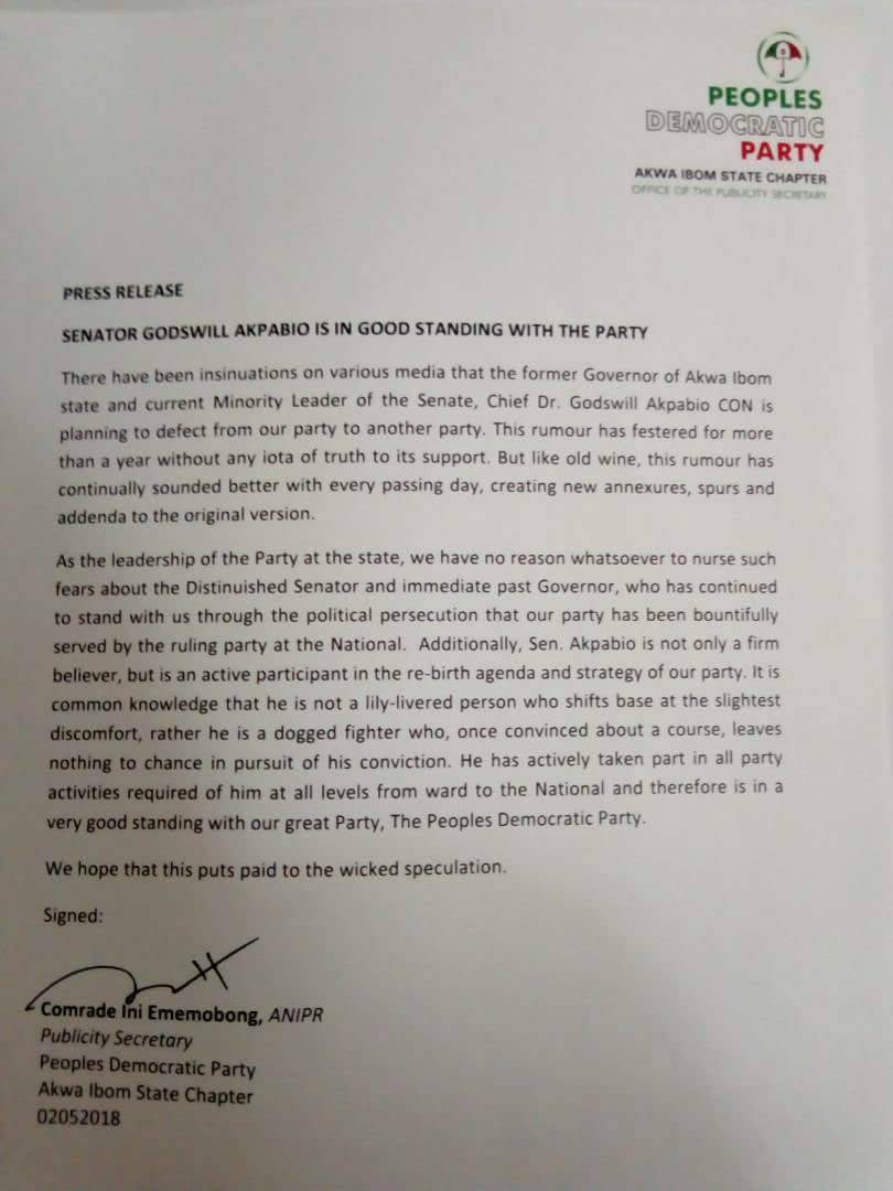 Akpabio Press release 