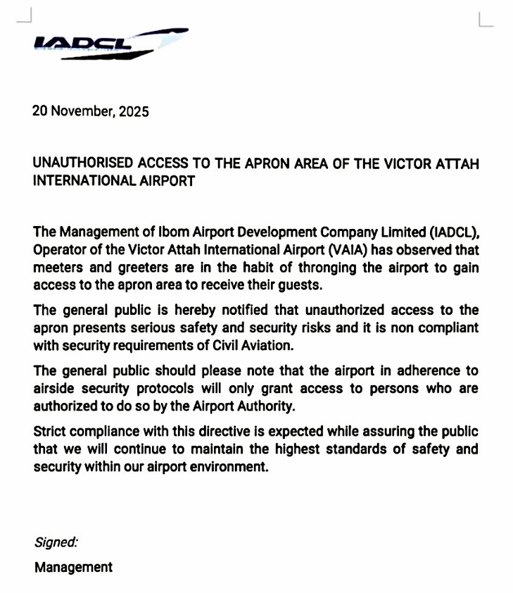 Victor Attah International Airport Warns 